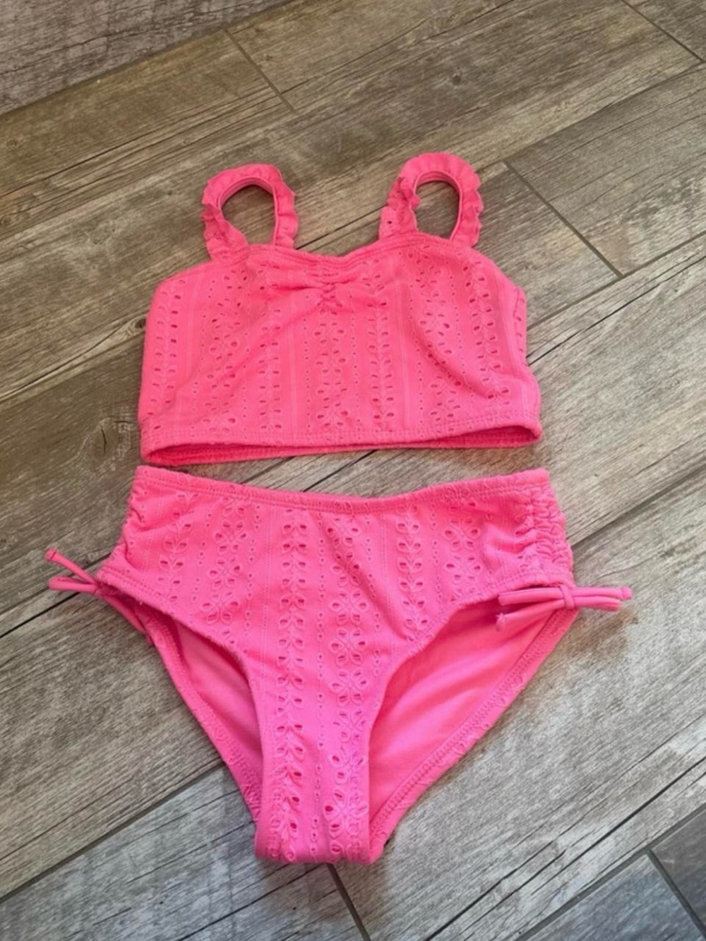 wonder nation Pink Eyelet Ruffle Two-Piece Swim Set
